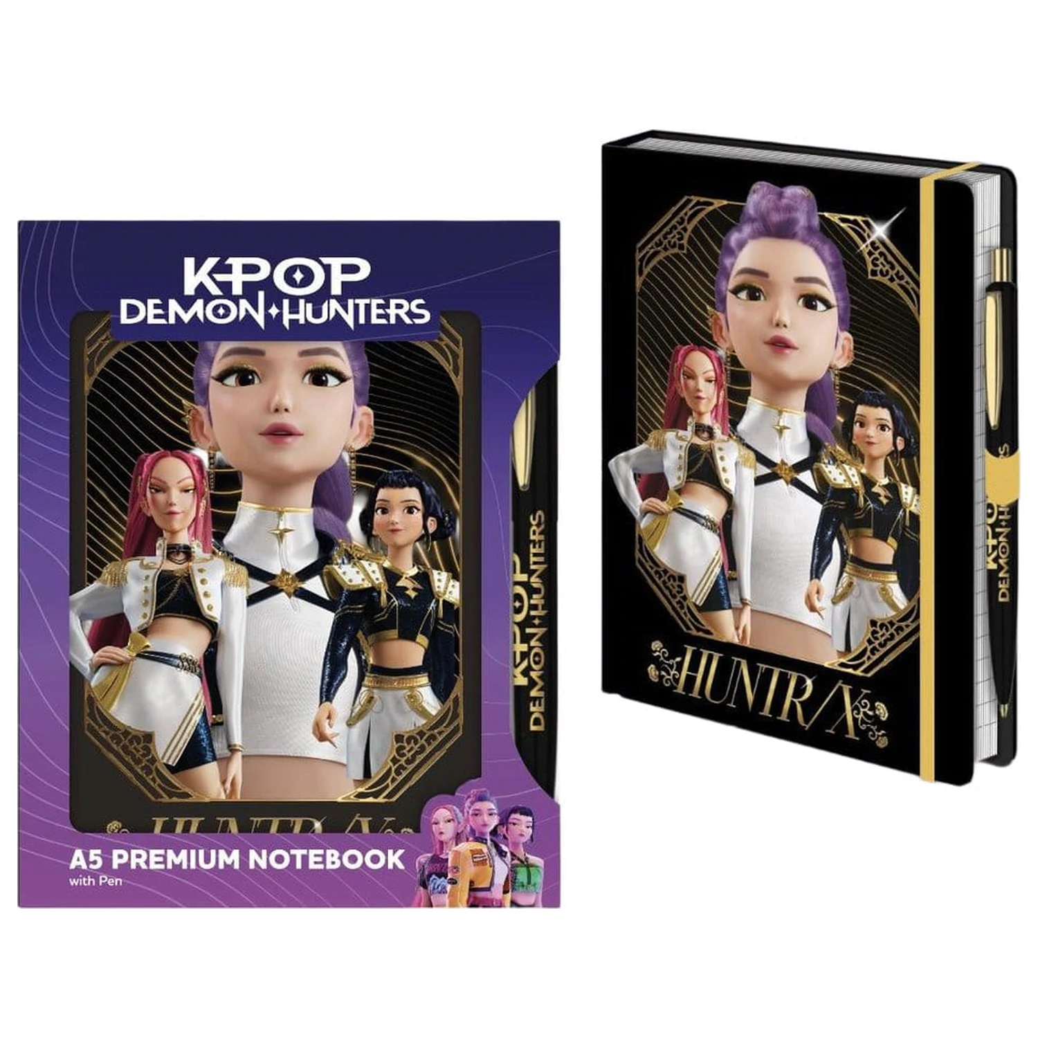 KPop Demon Hunters Notebook with Pen A5 Premium Golden product photo