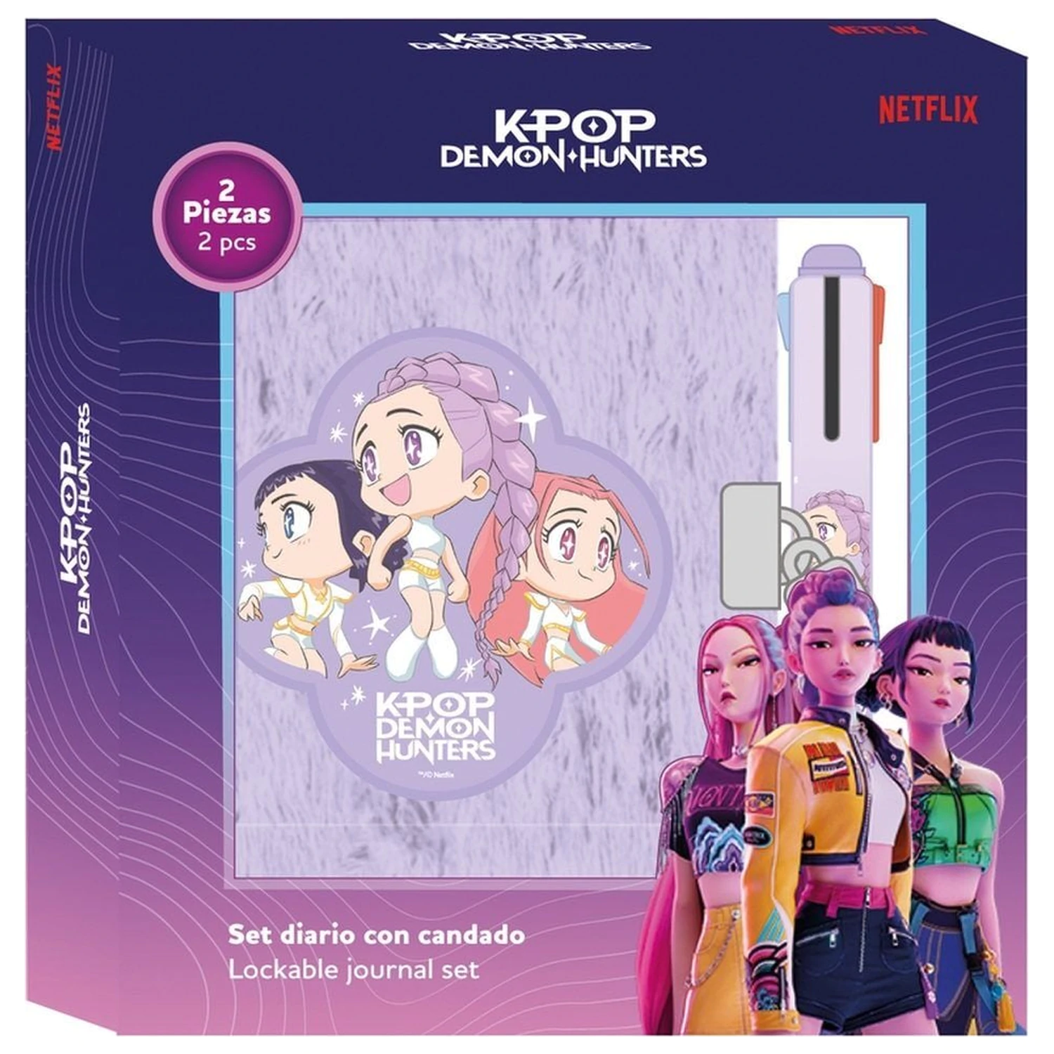 Kpop Demon Hunters Chibi diary set + 4-colour pen product photo