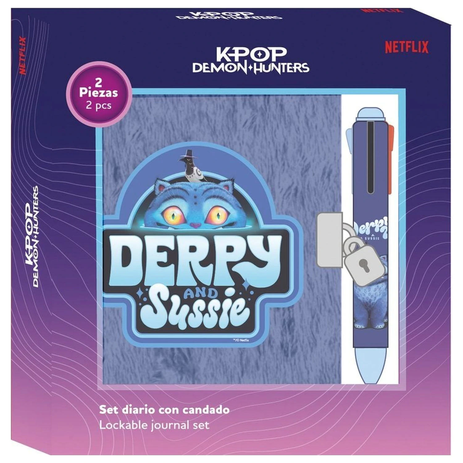 Kpop Demon Hunters Derpy diary set + 4-colour pen product photo