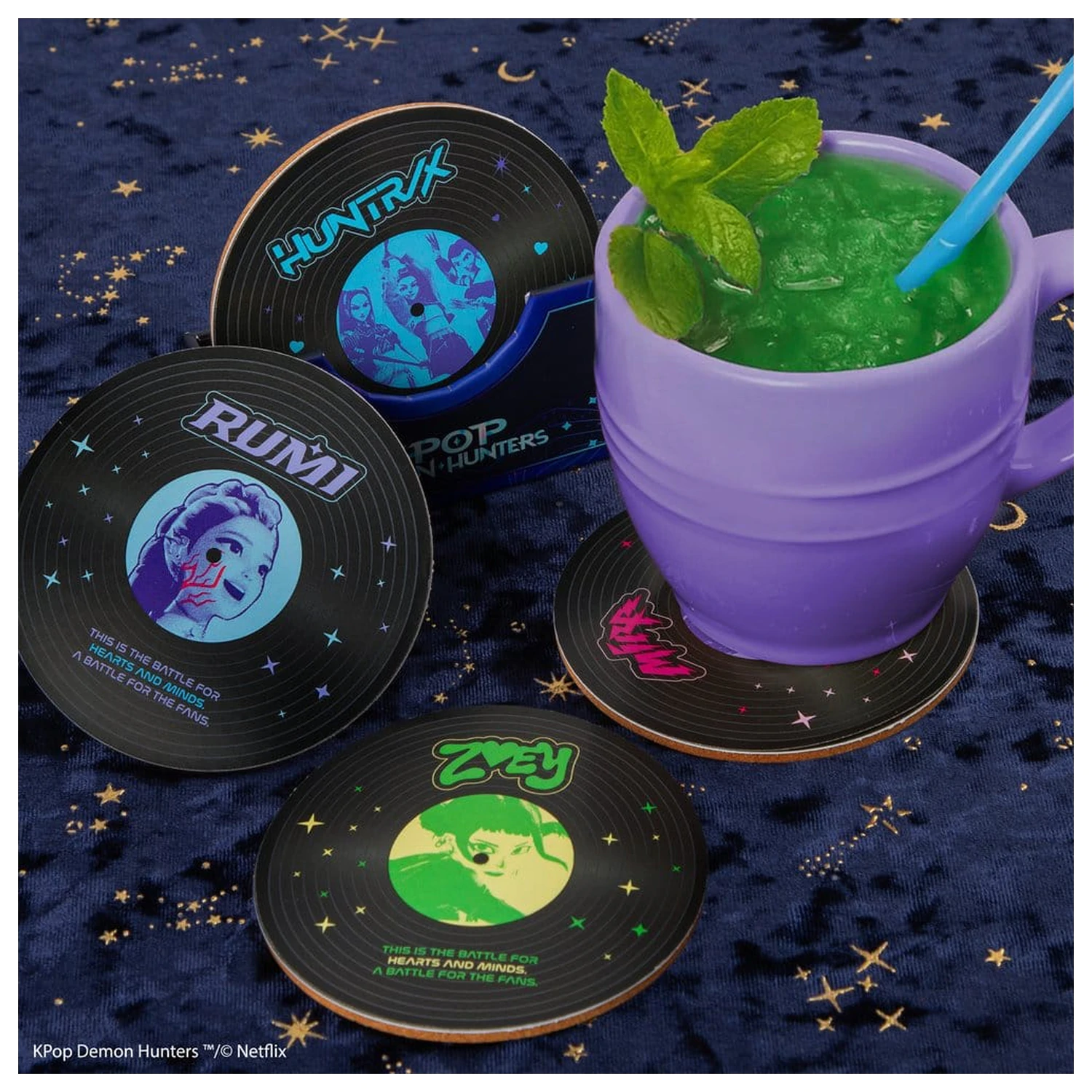 KPop Demon Hunters Set of 4 Coasters Hunters & Demons Soundtrack product photo