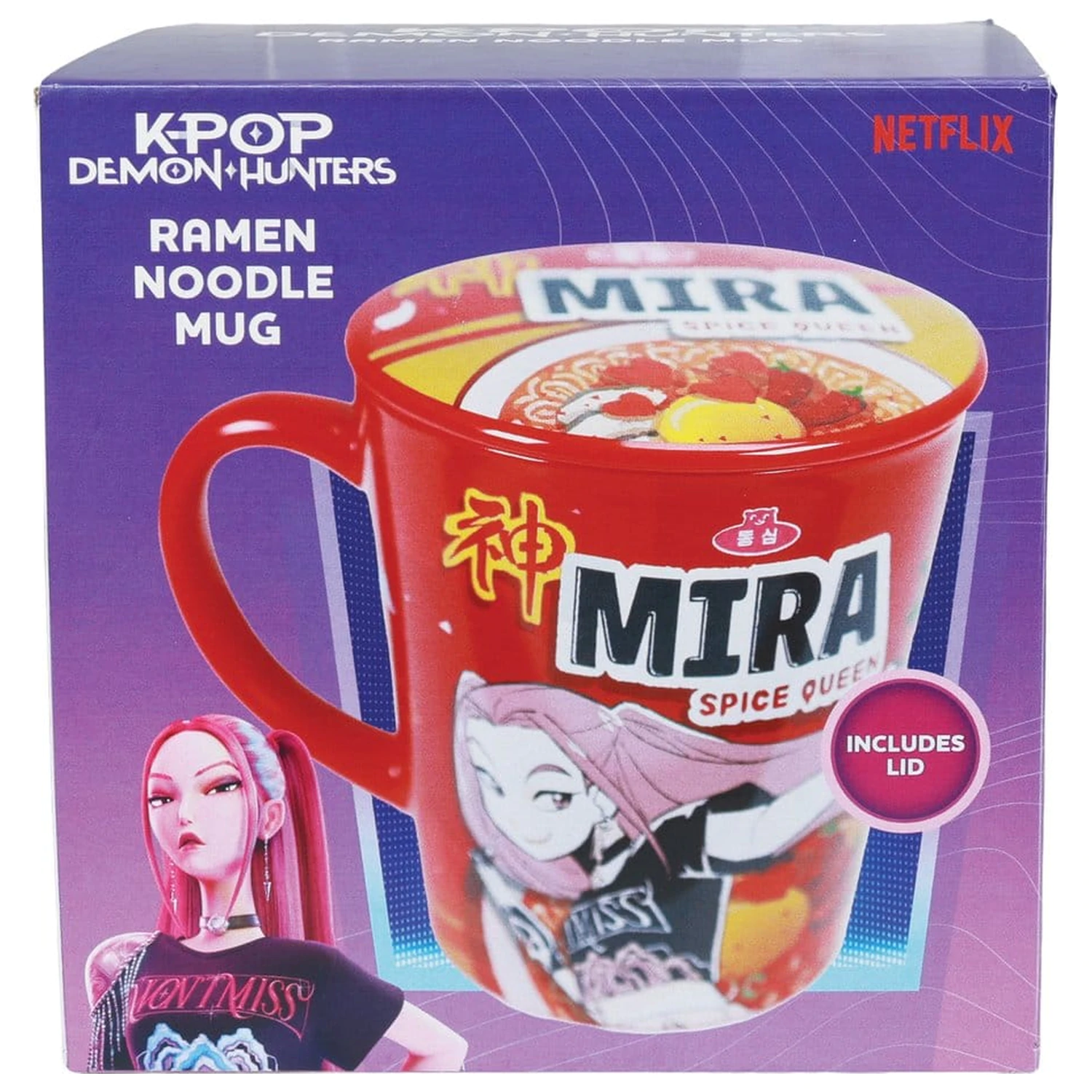 Kpop Demon Hunters Mug with lid Huntr/x Ramen product photo