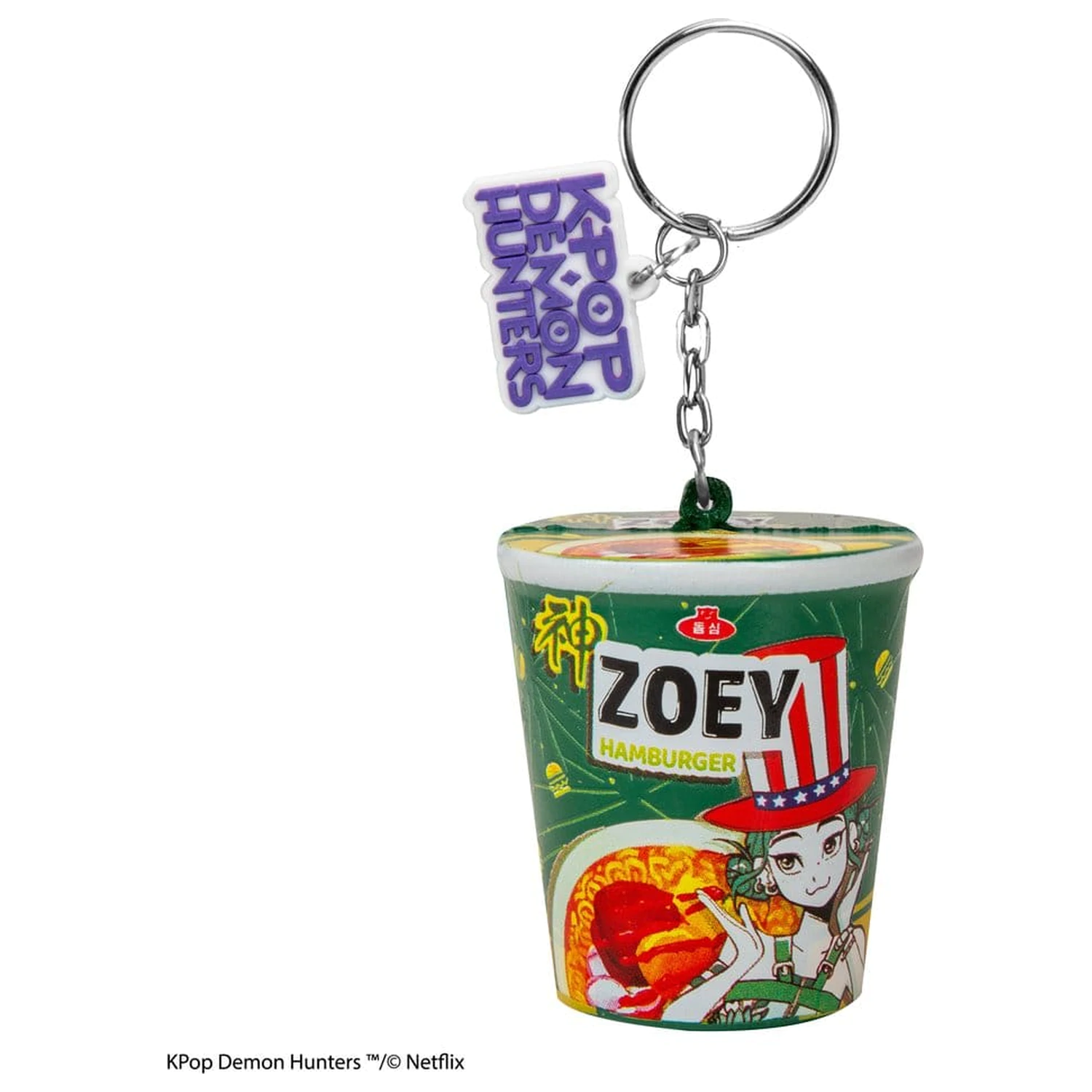 KPop Demon Hunters Squishy Keychain Zoey Hamburger Noodles product photo