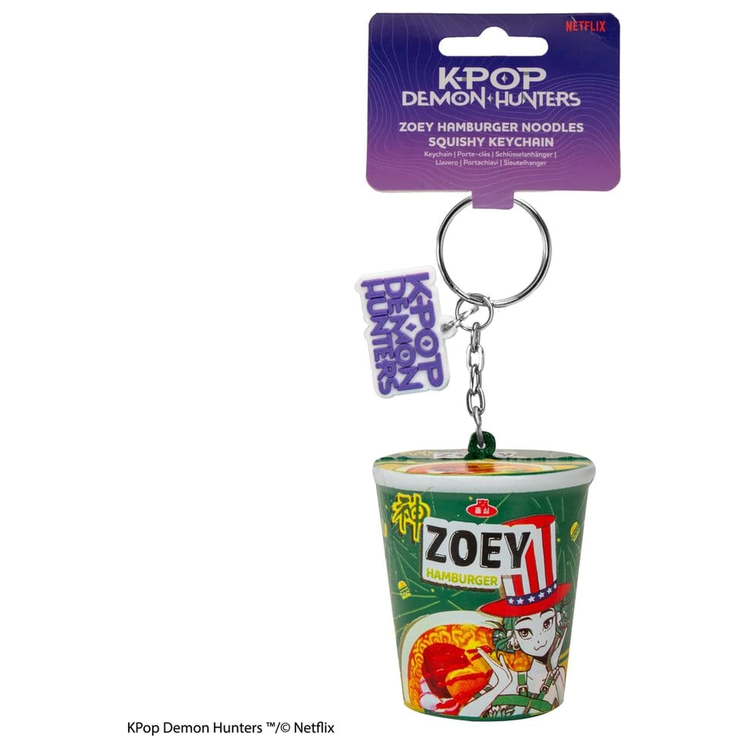 KPop Demon Hunters Squishy Keychain Zoey Hamburger Noodles product photo