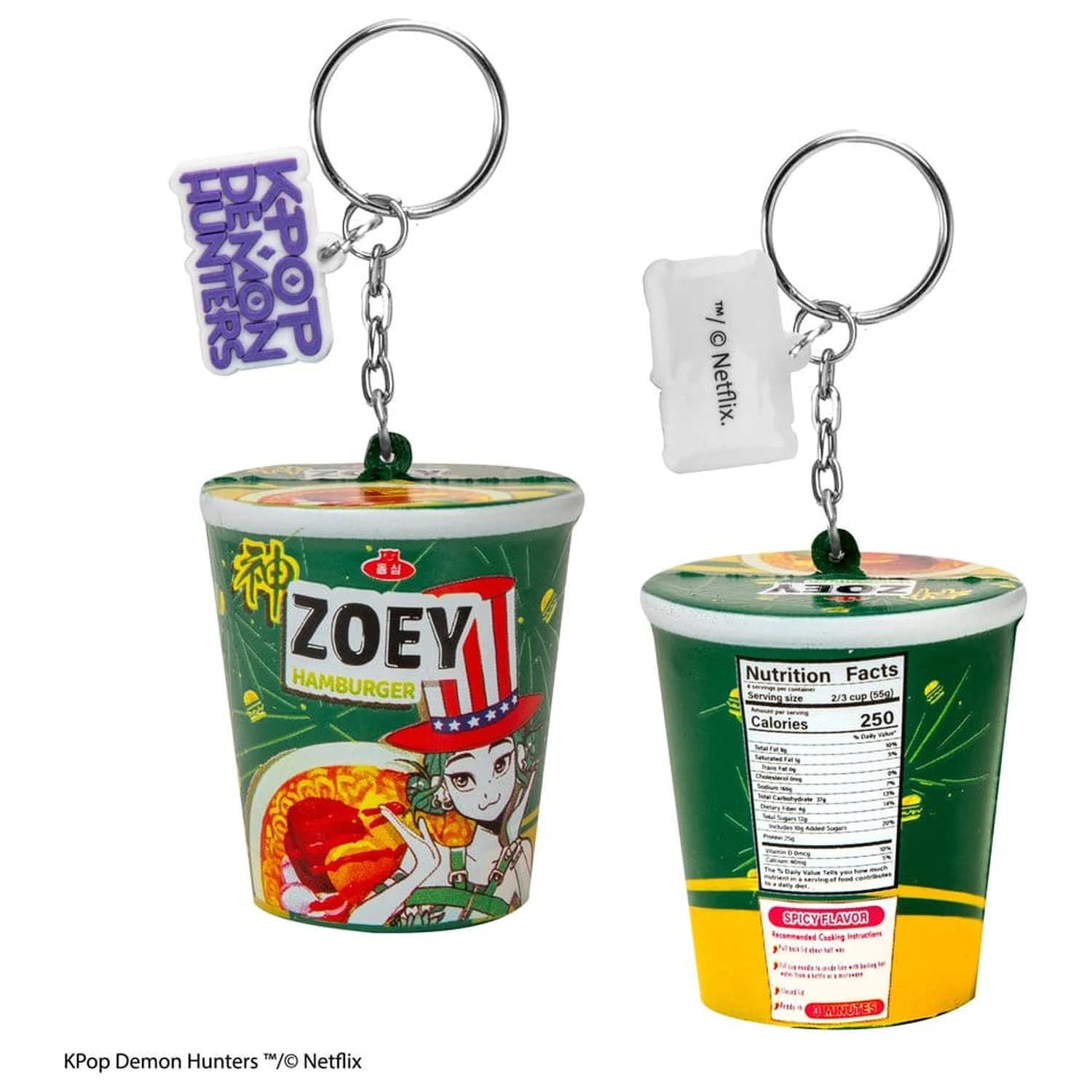 KPop Demon Hunters Squishy Keychain Zoey Hamburger Noodles product photo