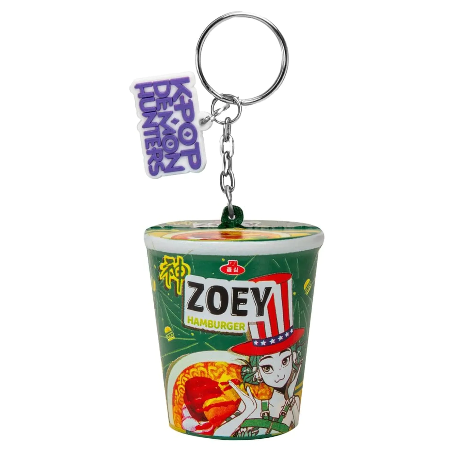 KPop Demon Hunters Squishy Keychain Zoey Hamburger Noodles product photo
