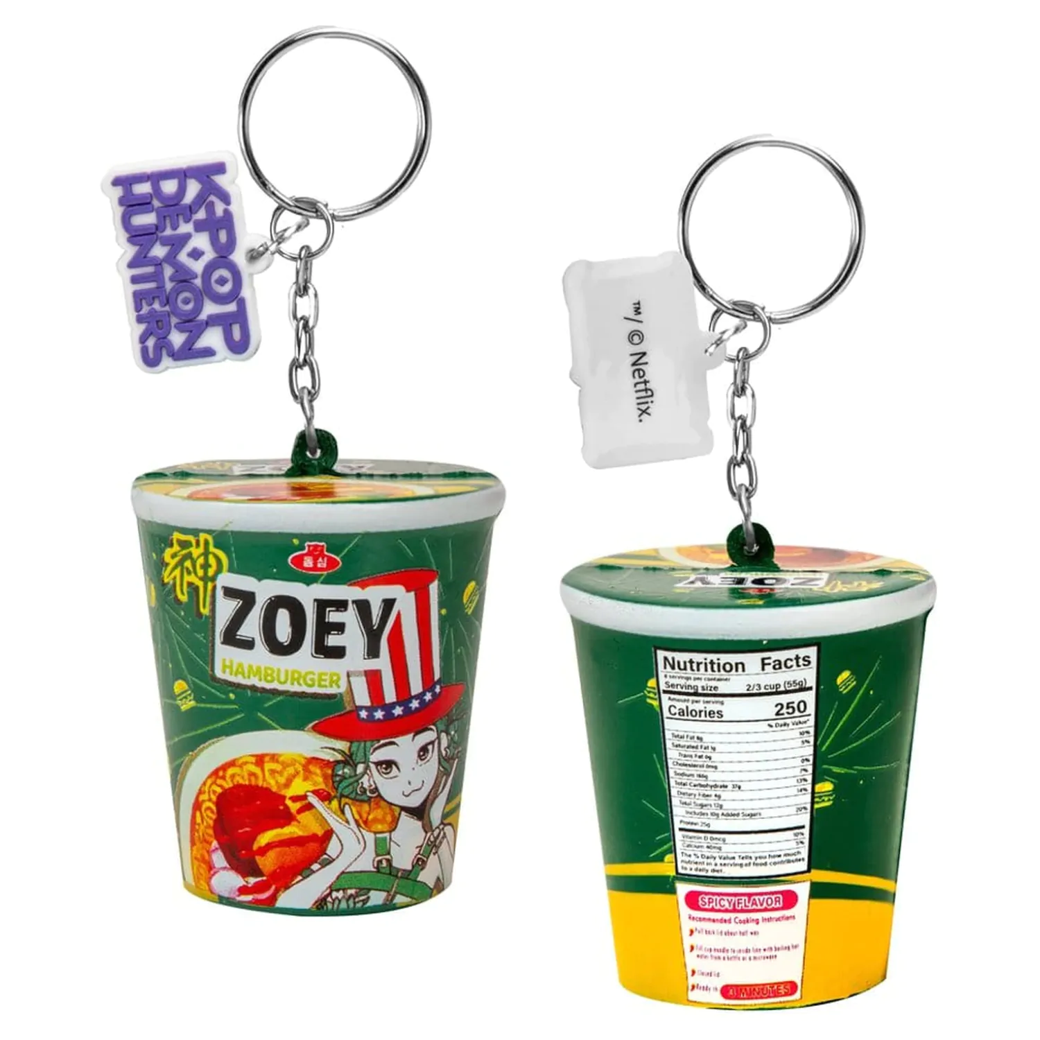KPop Demon Hunters Squishy Keychain Zoey Hamburger Noodles product photo