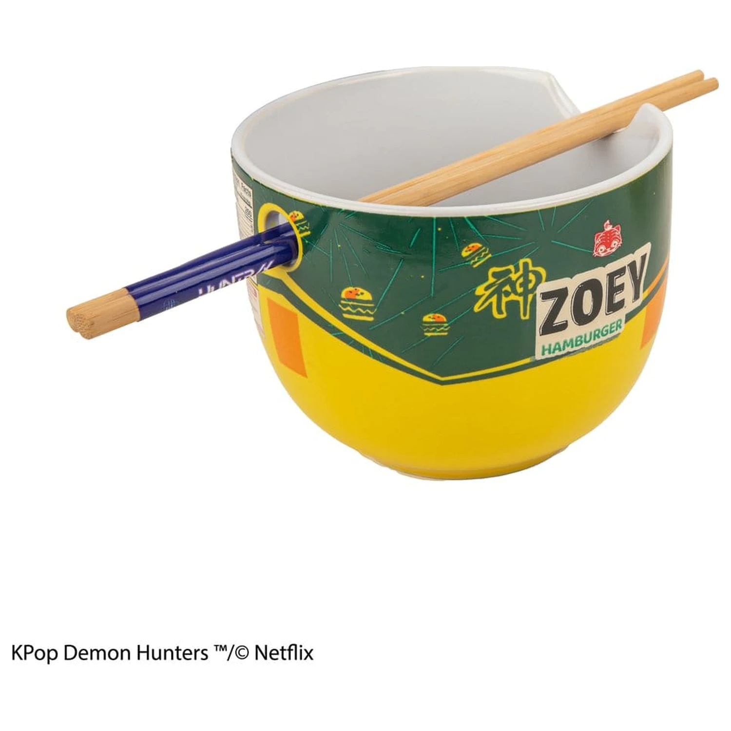 KPop Demon Hunters Ramen Bowl with Chopsticks Zoey Hamburger product photo