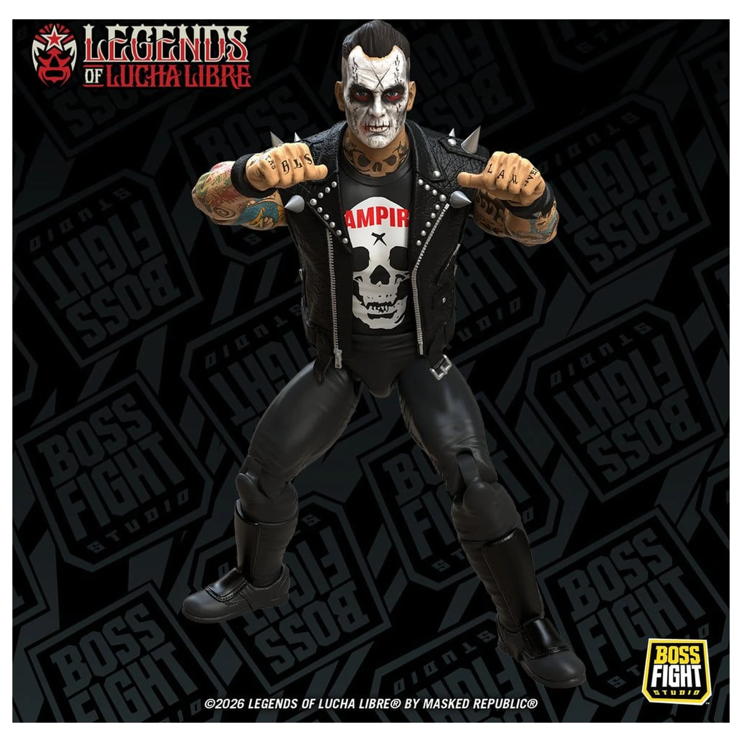Legends of Lucha Libre Fanaticos Action Figure Vampiro Coffin Box Resurrected 15 cm product photo