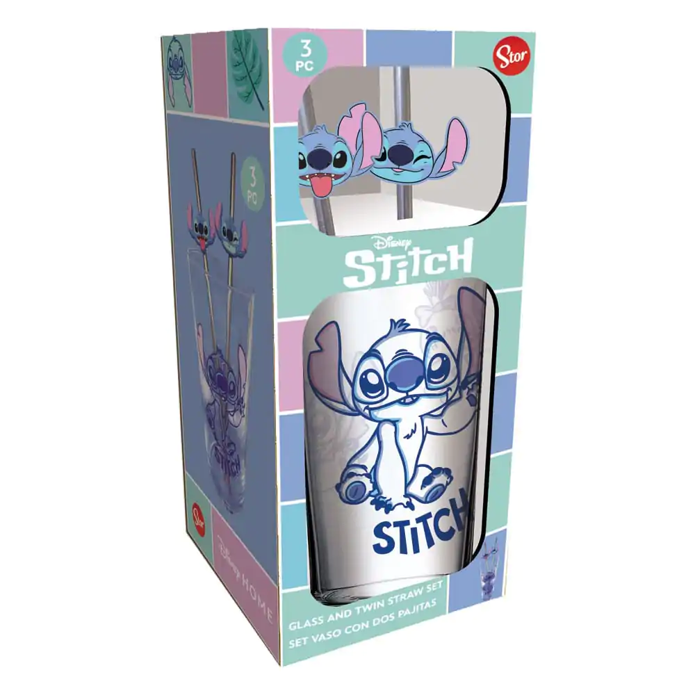 Lilo &amp; Stitch Glass Tumbler with Straws Stitch 485 ml product photo