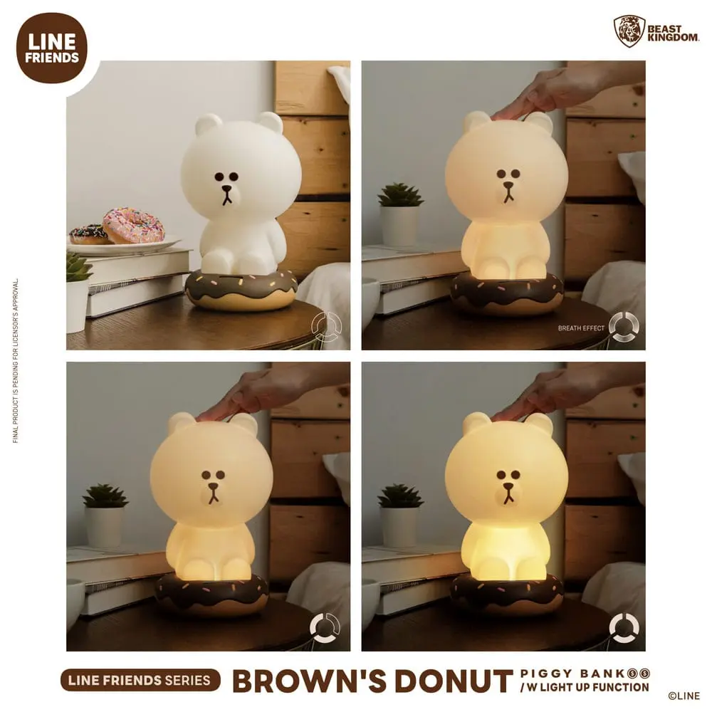Line Friends Series Piggy Bank with Light Up Function Brown's Donut 25 cm product photo
