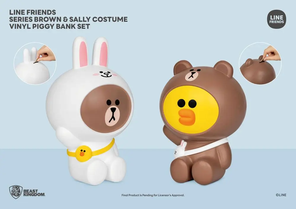 Line Friends Series Vinyl Piggy Bank Set Brown &amp; Sally 21 - 25 cm product photo