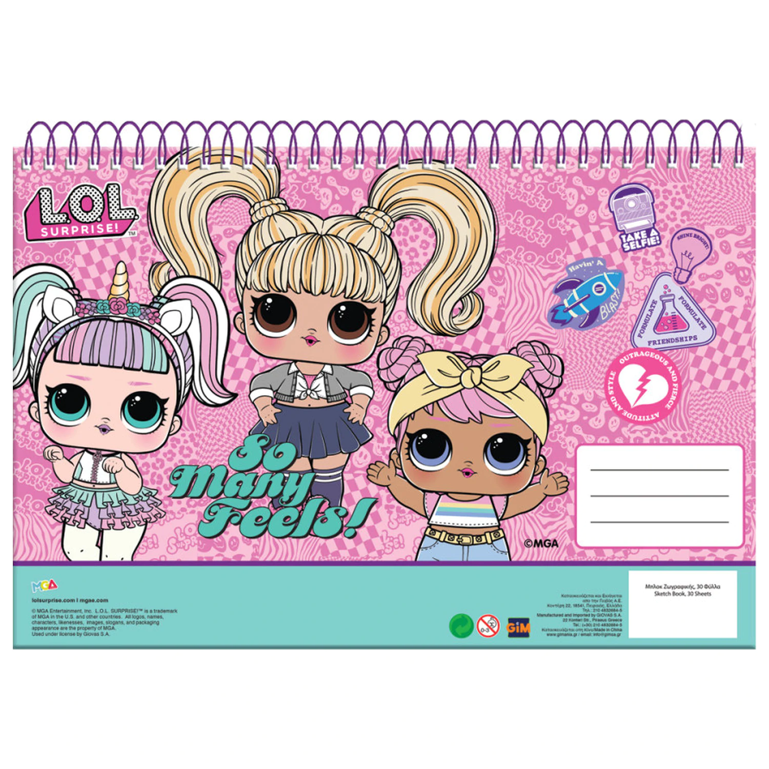 LOL Surprise Many Feels A/4 Spiral Sketchbook, 30 sheets product photo