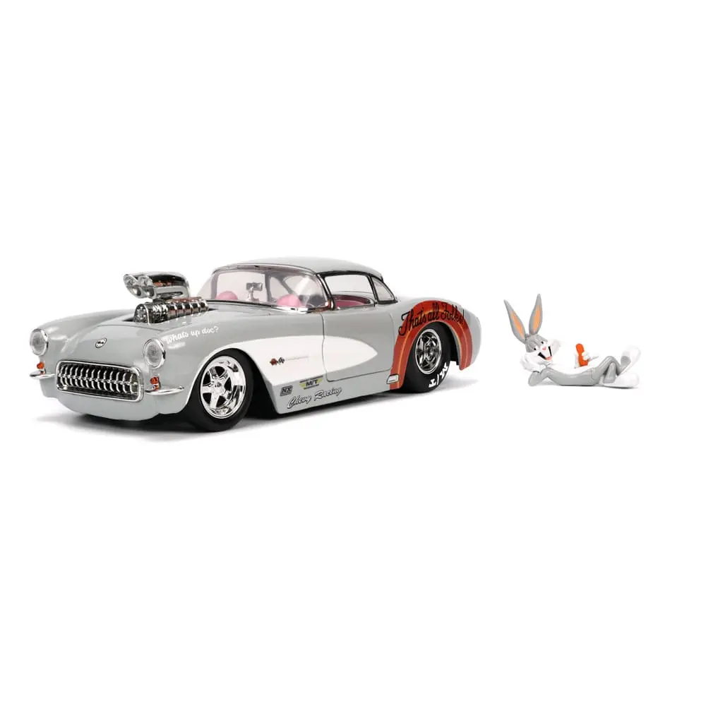 Looney Tunes Hollywood Rides Diecast Model 1/24 1957 Chevrolet Corvette with Bugs Bunny Figur product photo