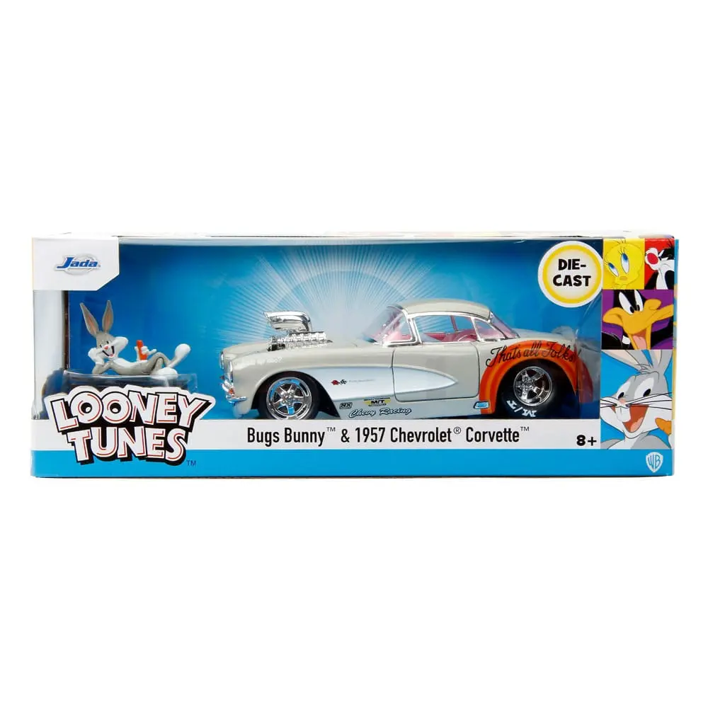 Looney Tunes Hollywood Rides Diecast Model 1/24 1957 Chevrolet Corvette with Bugs Bunny Figur product photo