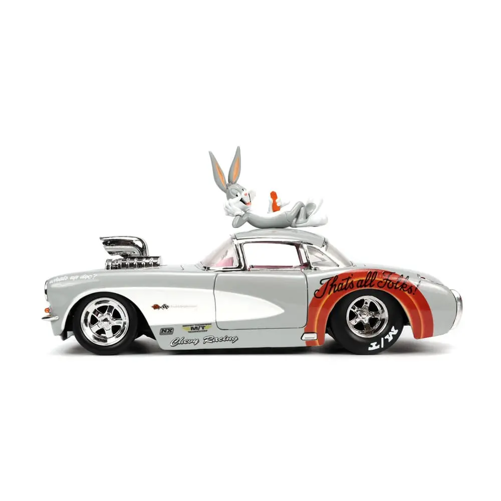 Looney Tunes Hollywood Rides Diecast Model 1/24 1957 Chevrolet Corvette with Bugs Bunny Figur product photo