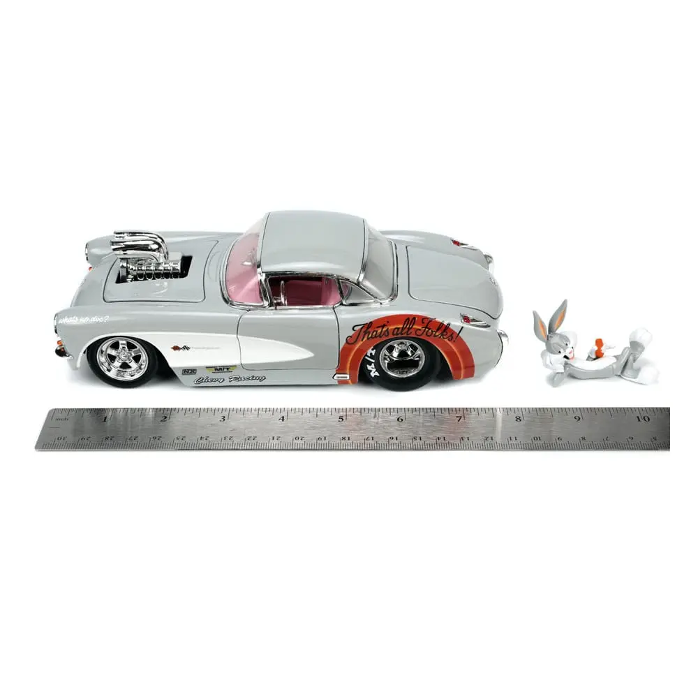 Looney Tunes Hollywood Rides Diecast Model 1/24 1957 Chevrolet Corvette with Bugs Bunny Figur product photo