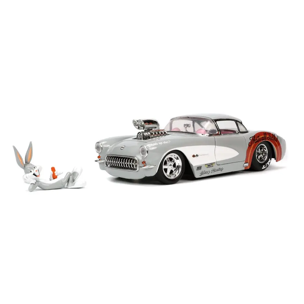 Looney Tunes Hollywood Rides Diecast Model 1/24 1957 Chevrolet Corvette with Bugs Bunny Figur product photo