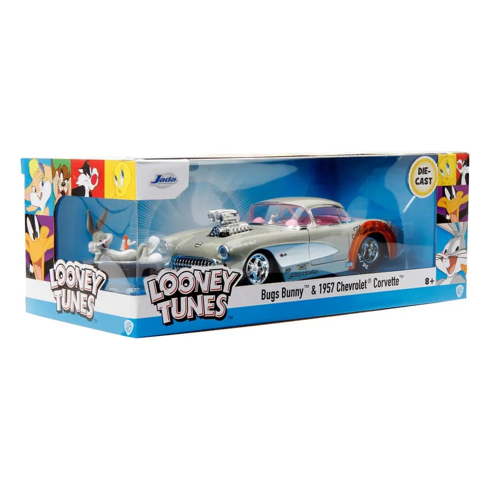 Looney Tunes Hollywood Rides Diecast Model 1/24 1957 Chevrolet Corvette with Bugs Bunny Figur product photo