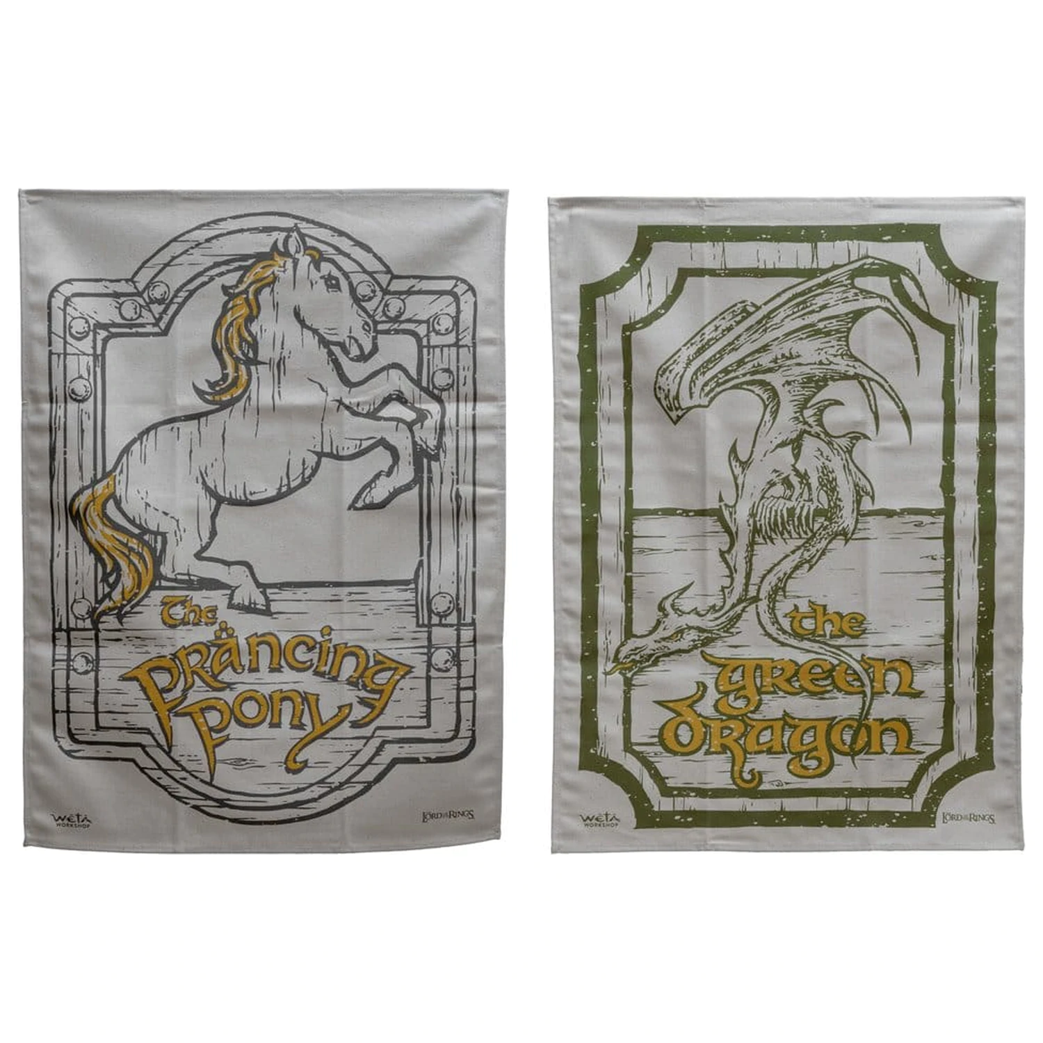 Lord of the Rings Tea Towel 2-Pack Green Dragon & Prancing Pony 69 cm  product photo