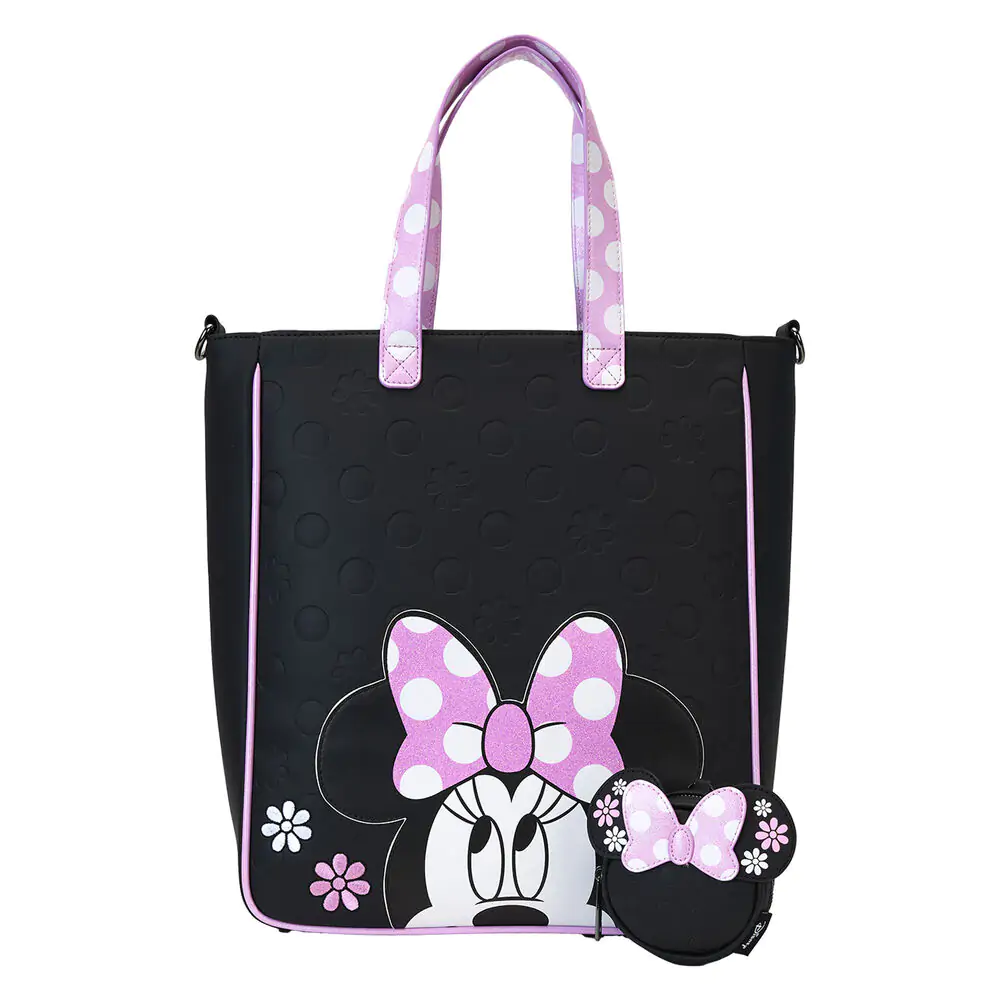 Loungefly Disney Minnie Floral Rock the Dots tote bag with coin bag product photo