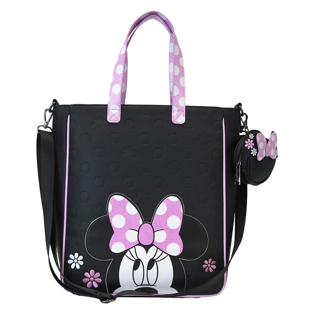 Loungefly Disney Minnie Floral Rock the Dots tote bag with coin bag product photo