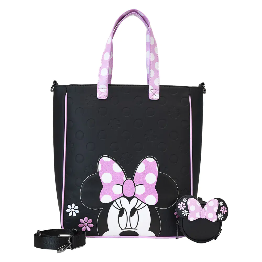 Loungefly Disney Minnie Floral Rock the Dots tote bag with coin bag product photo