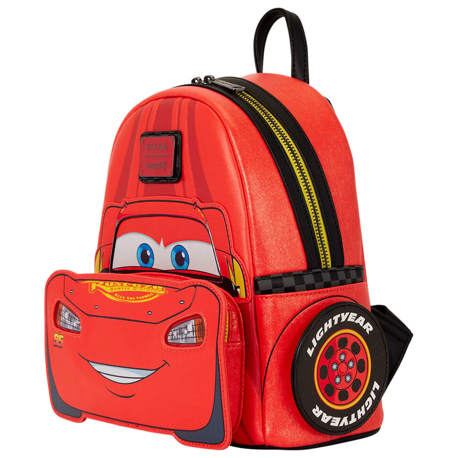 Loungefly Disney Pixar Cars 20th Anniversary Lightning McQueen Metallic Light-Up backpack 26cm product photo