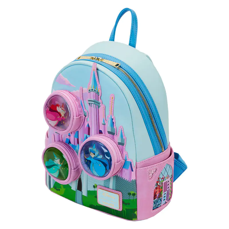 Loungefly Disney Sleeping Beauty Castle Three Good Fairies Stained Glass backpack 26cm termékfotó