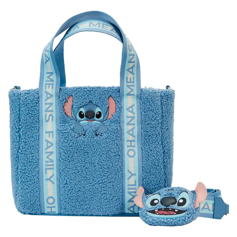 Loungefly Disney Stitch plush tote bag with coin bag termékfotó