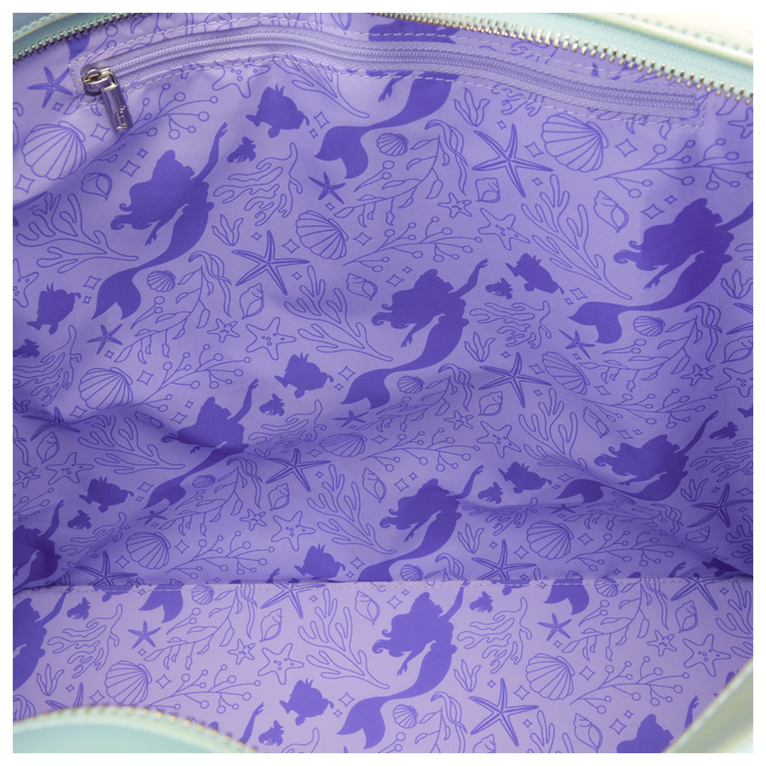 Loungefly Disney The Little Mermaid Ariel, Flounder and Sebastian tote bag with coin bag product photo