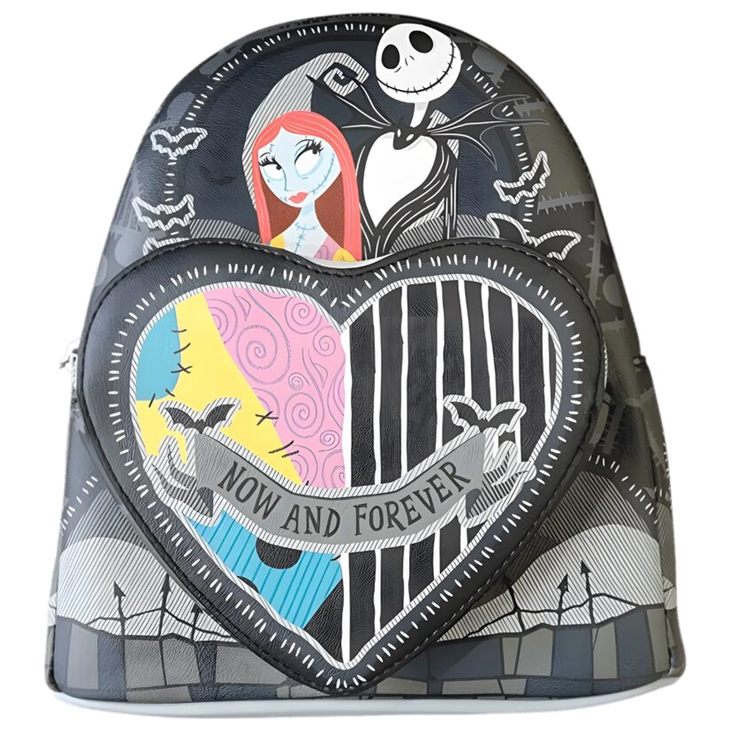 Loungefly The Nightmare Before Christmas Jack & Sally Split Heart backpack 26cm product photo