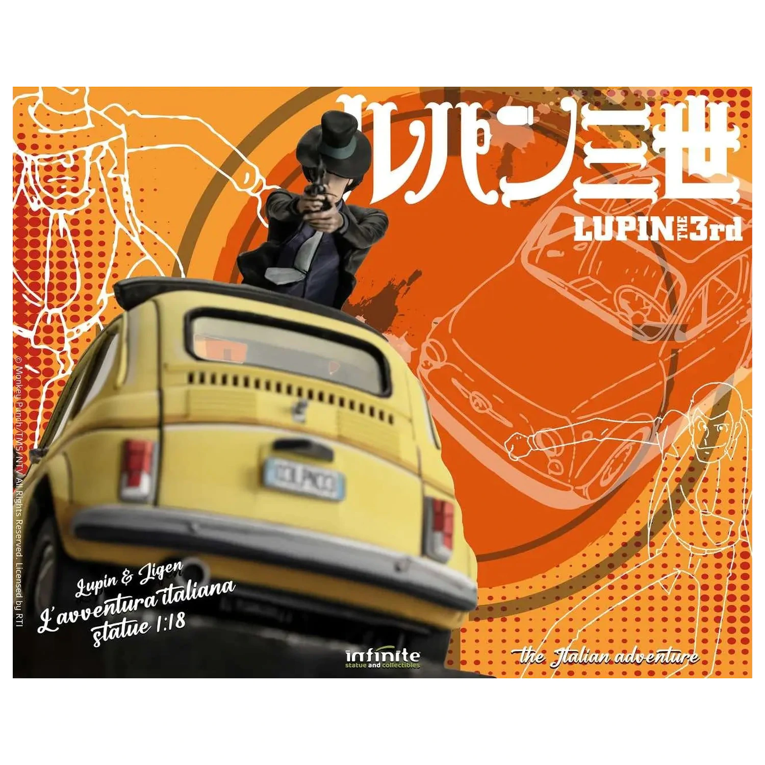 Lupin the 3rd The Italian Adventure Lupin Jigen Statue 1/18 14 cm product photo