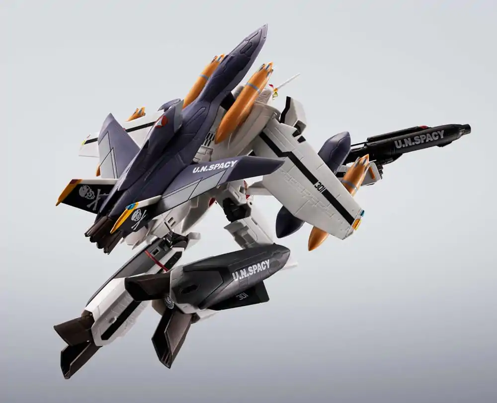 Macross 7 Hi-Metal R Action Figure VF-0S Phoenix (Roy Focker Use) & QF-2200D-B Ghost Set 14 cm   product photo