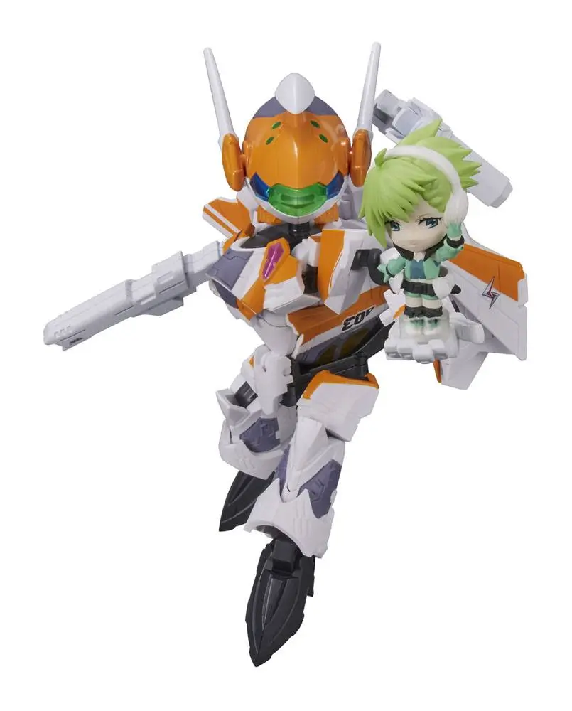 Macross Delta Tiny Session Vehicle mit Action Figure VF-31E Siegfried (Chuck Mustang Use) with Reina Prowler 10 cm product photo