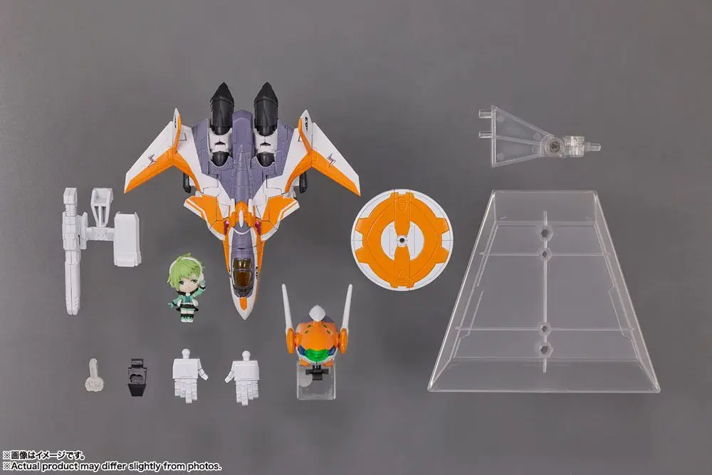 Macross Delta Tiny Session Vehicle mit Action Figure VF-31E Siegfried (Chuck Mustang Use) with Reina Prowler 10 cm product photo