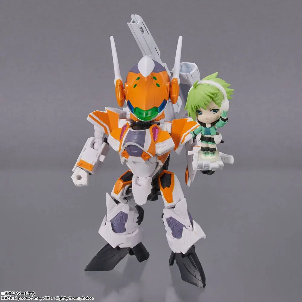 Macross Delta Tiny Session Vehicle mit Action Figure VF-31E Siegfried (Chuck Mustang Use) with Reina Prowler 10 cm product photo
