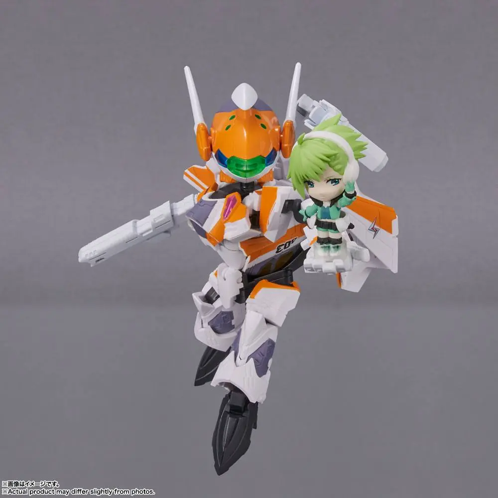 Macross Delta Tiny Session Vehicle mit Action Figure VF-31E Siegfried (Chuck Mustang Use) with Reina Prowler 10 cm product photo