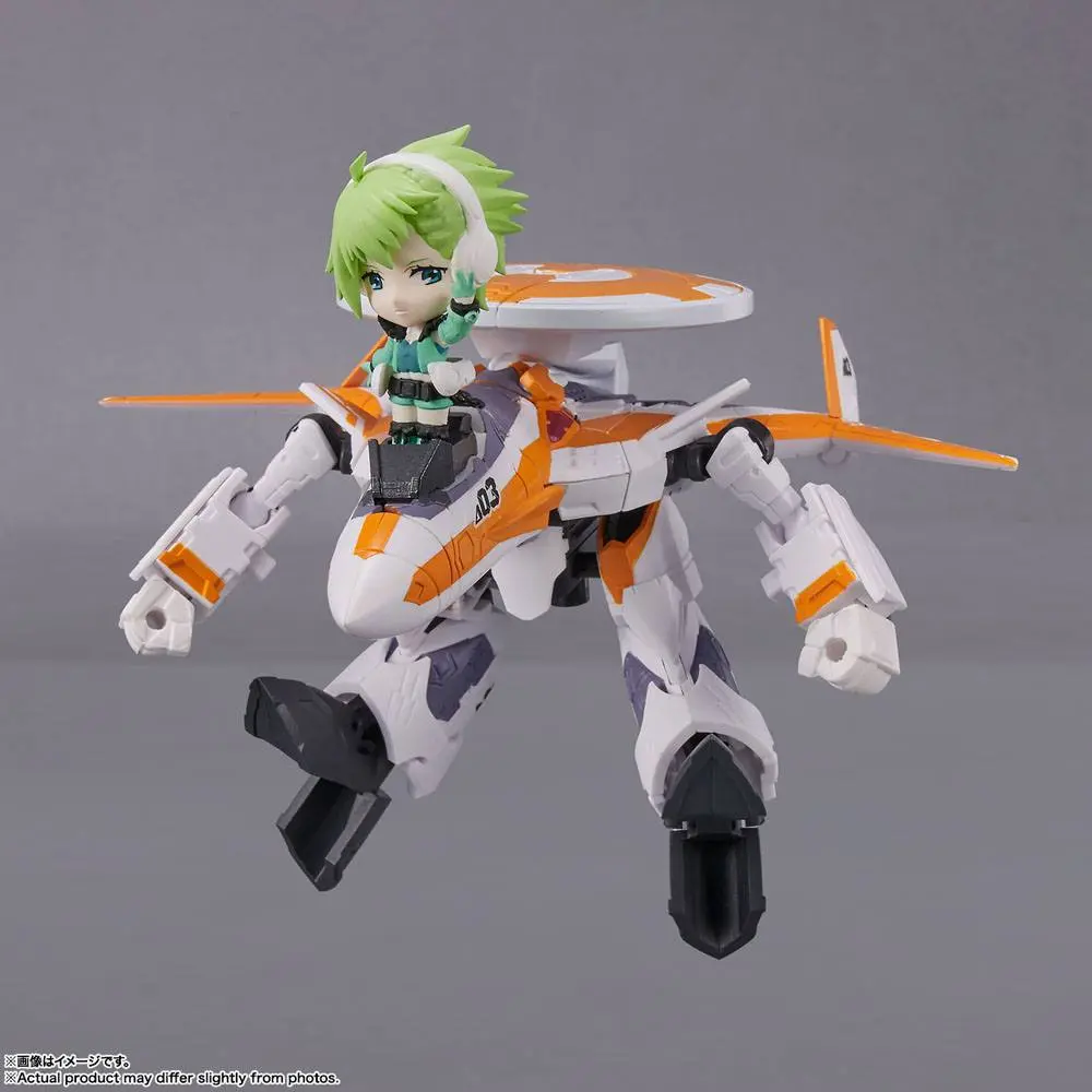Macross Delta Tiny Session Vehicle mit Action Figure VF-31E Siegfried (Chuck Mustang Use) with Reina Prowler 10 cm product photo