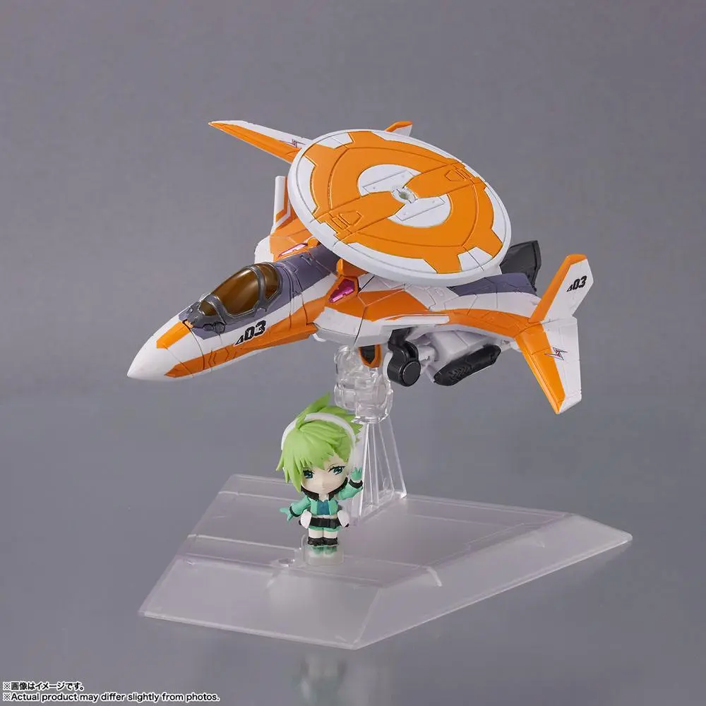 Macross Delta Tiny Session Vehicle mit Action Figure VF-31E Siegfried (Chuck Mustang Use) with Reina Prowler 10 cm product photo