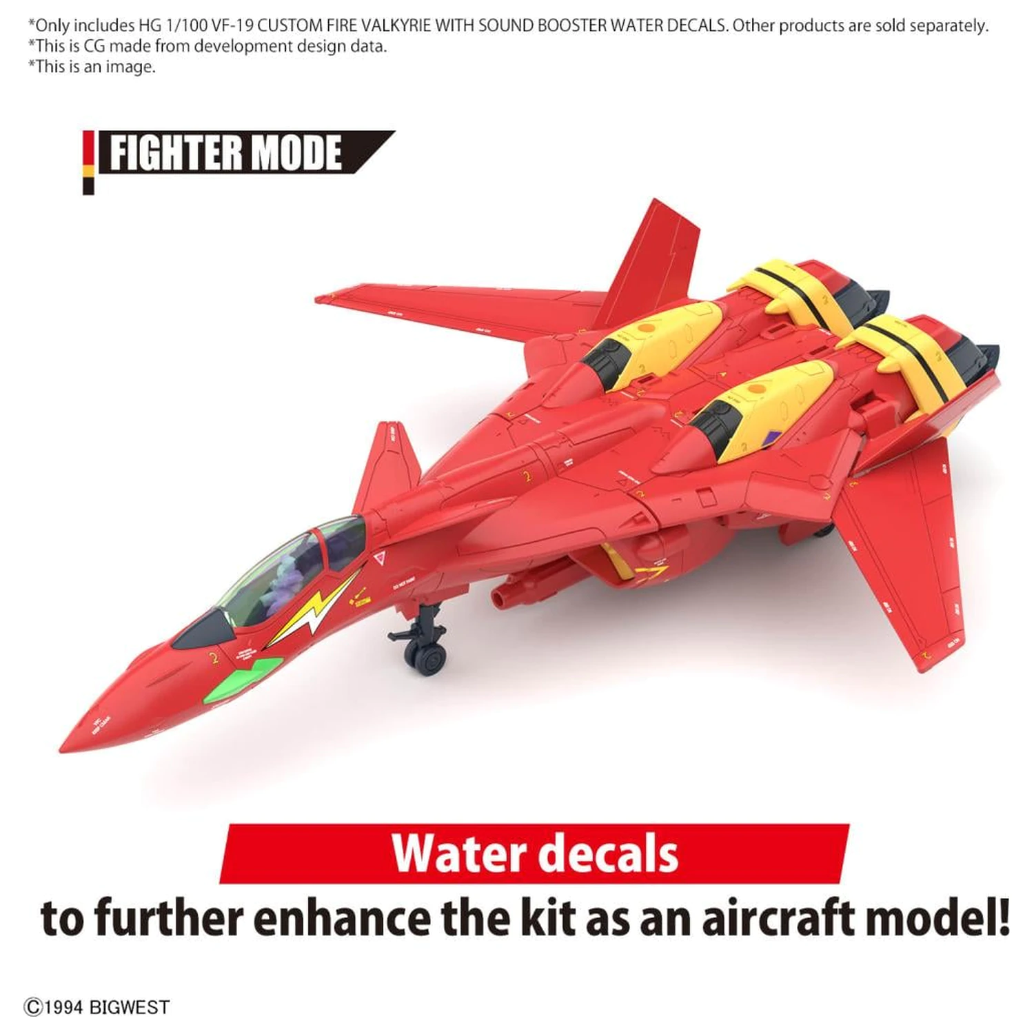 Macross HG 1/100 VF-19 Custom Fire Valkyrie Water Decals Model Kit product photo