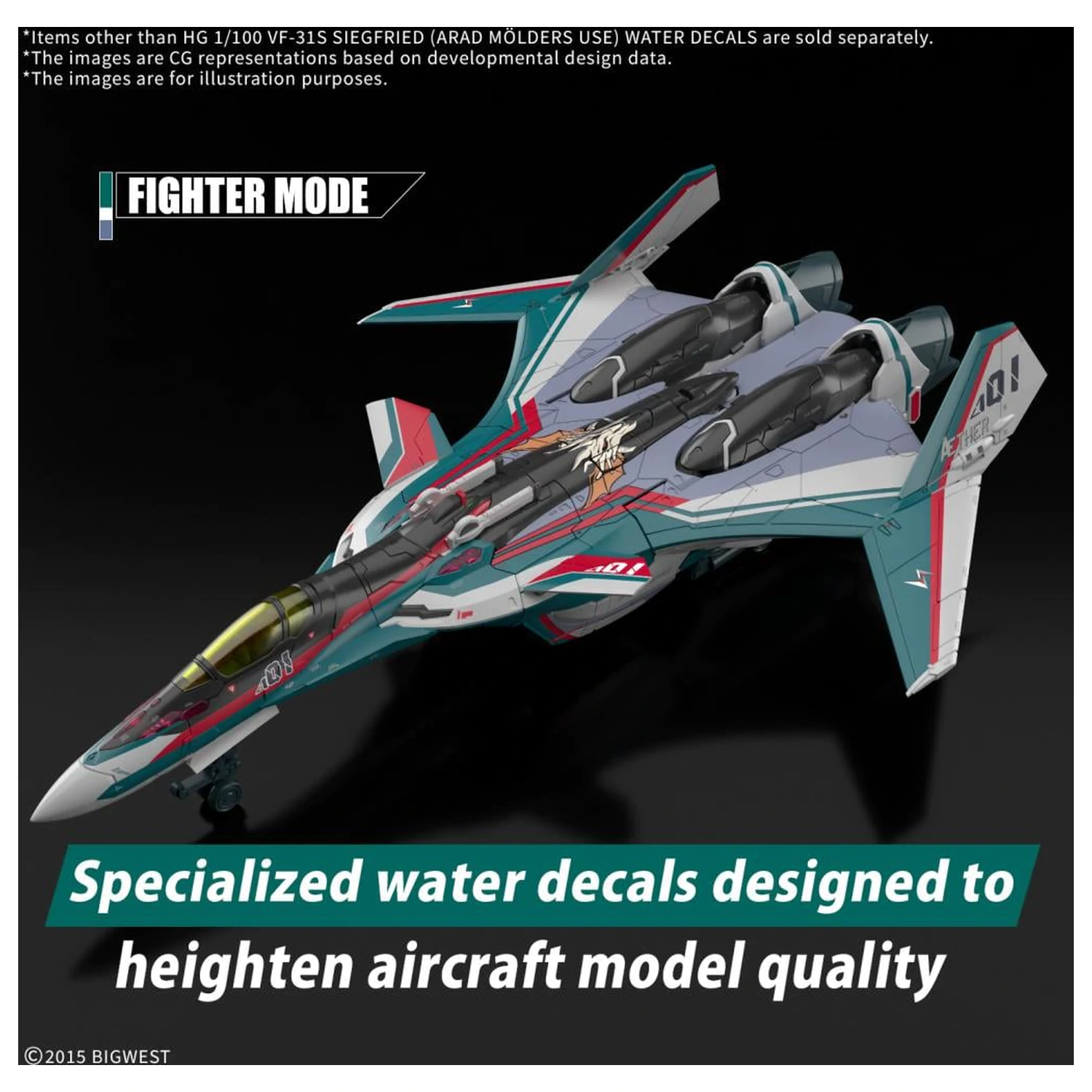 Macross HG 1/100 VF-31S Siegfried Water Decals Model Kit product photo