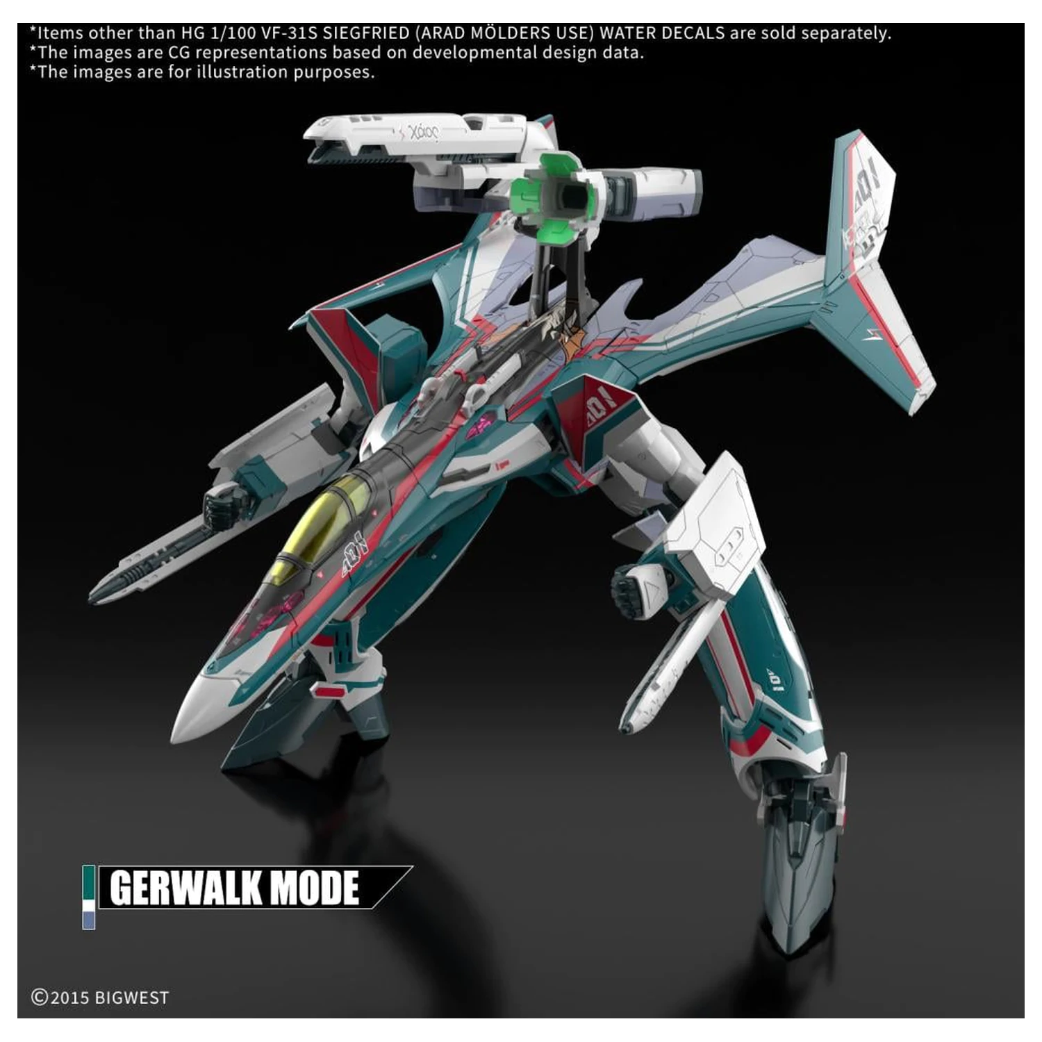 Macross HG 1/100 VF-31S Siegfried Water Decals Model Kit product photo