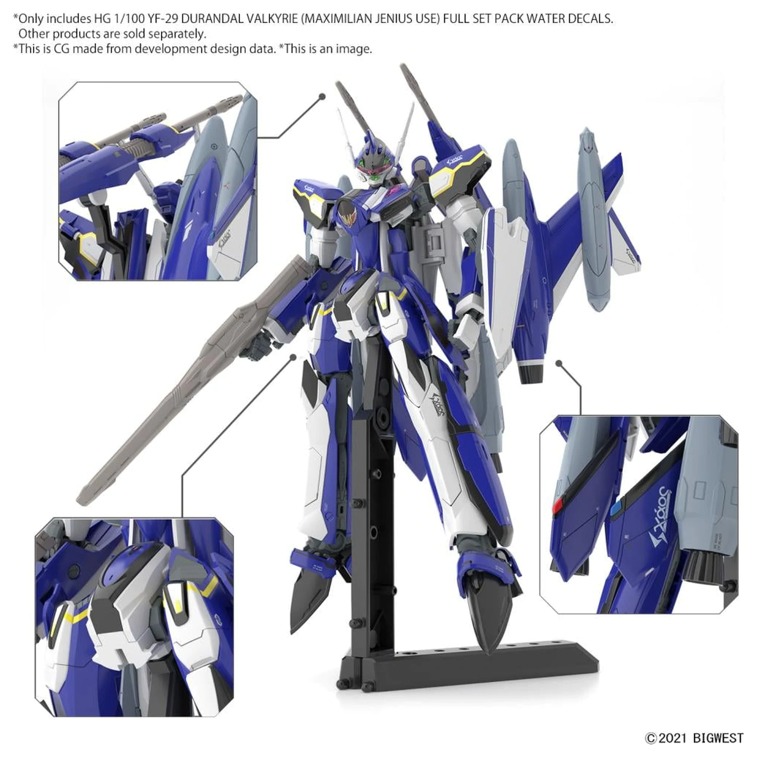Macross HG 1/100 YF-29 Durandal Valkyrie Full Set Water D. Model Kit product photo