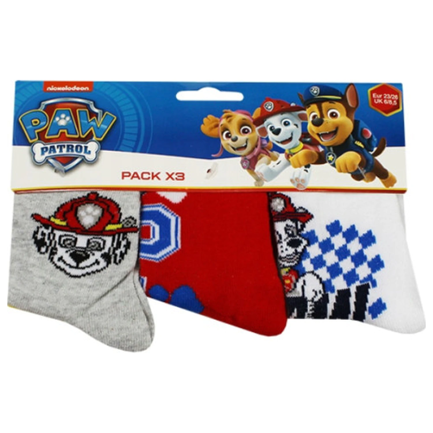 Paw Patrol Boys Crew Kids Socks 31/34 product photo