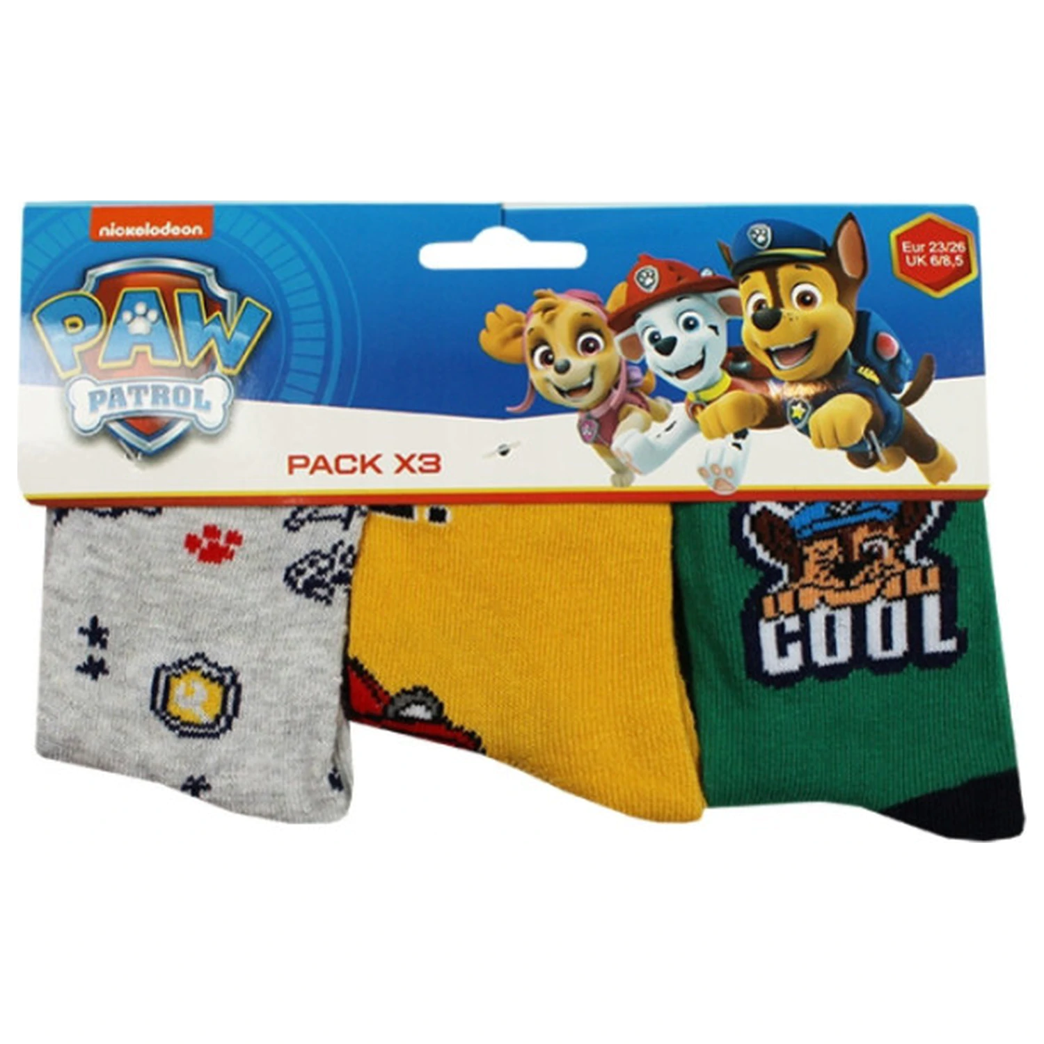 Paw Patrol Cool Pups Kids Socks 31/34 product photo