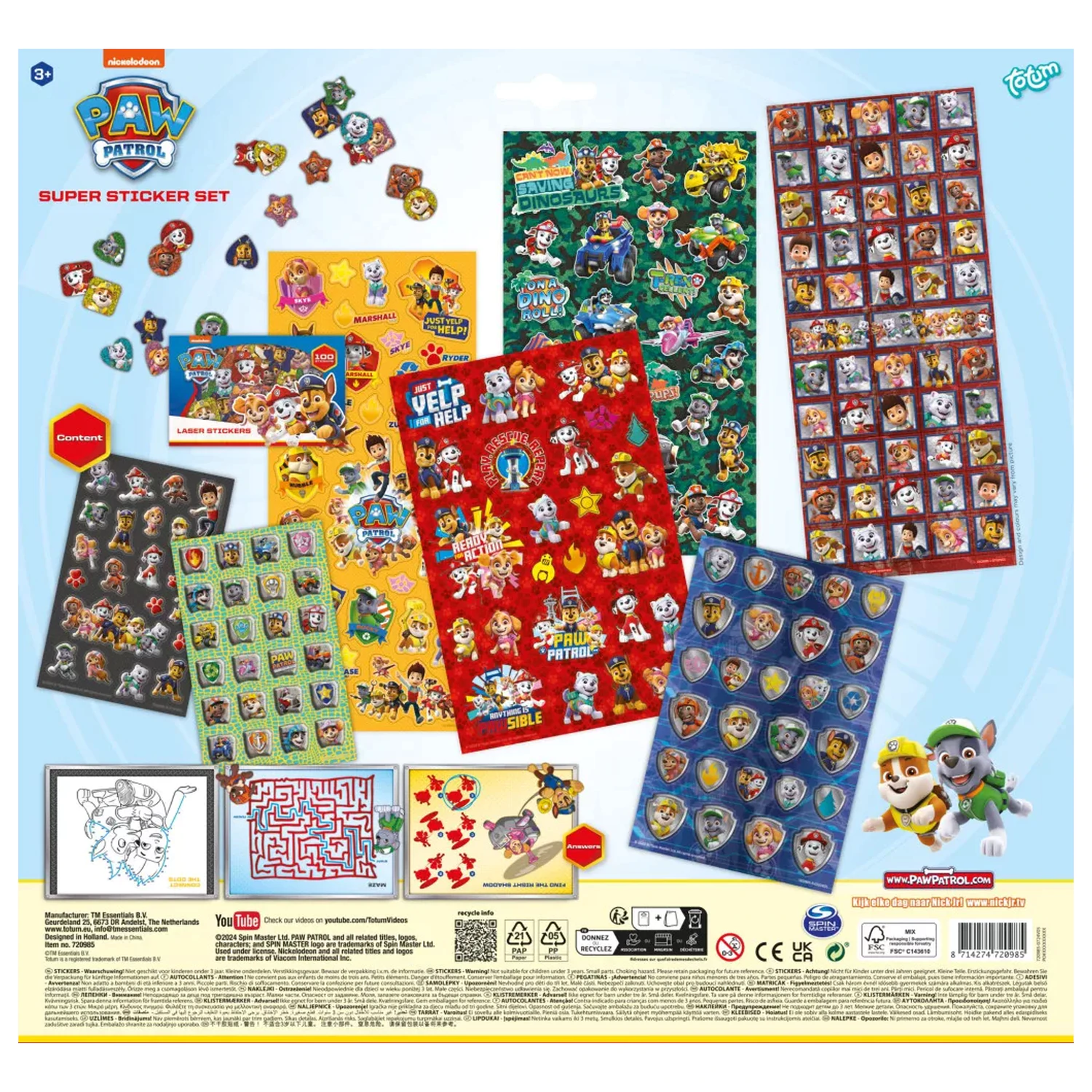 Paw Patrol Rescue Repeat Super Sticker Set with Toy product photo