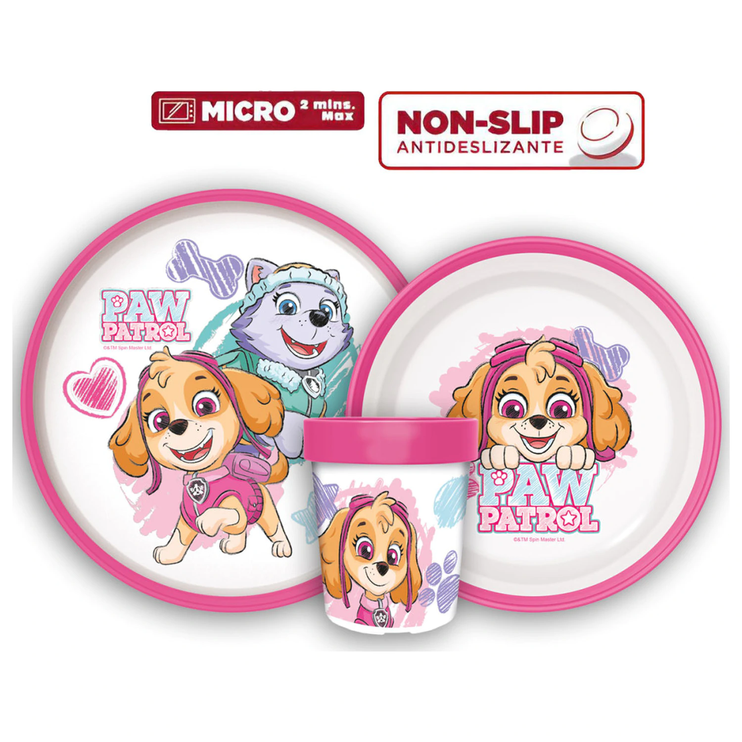Paw Patrol Sketch Non-Slip Dinnerware, Micro Plastic Set product photo