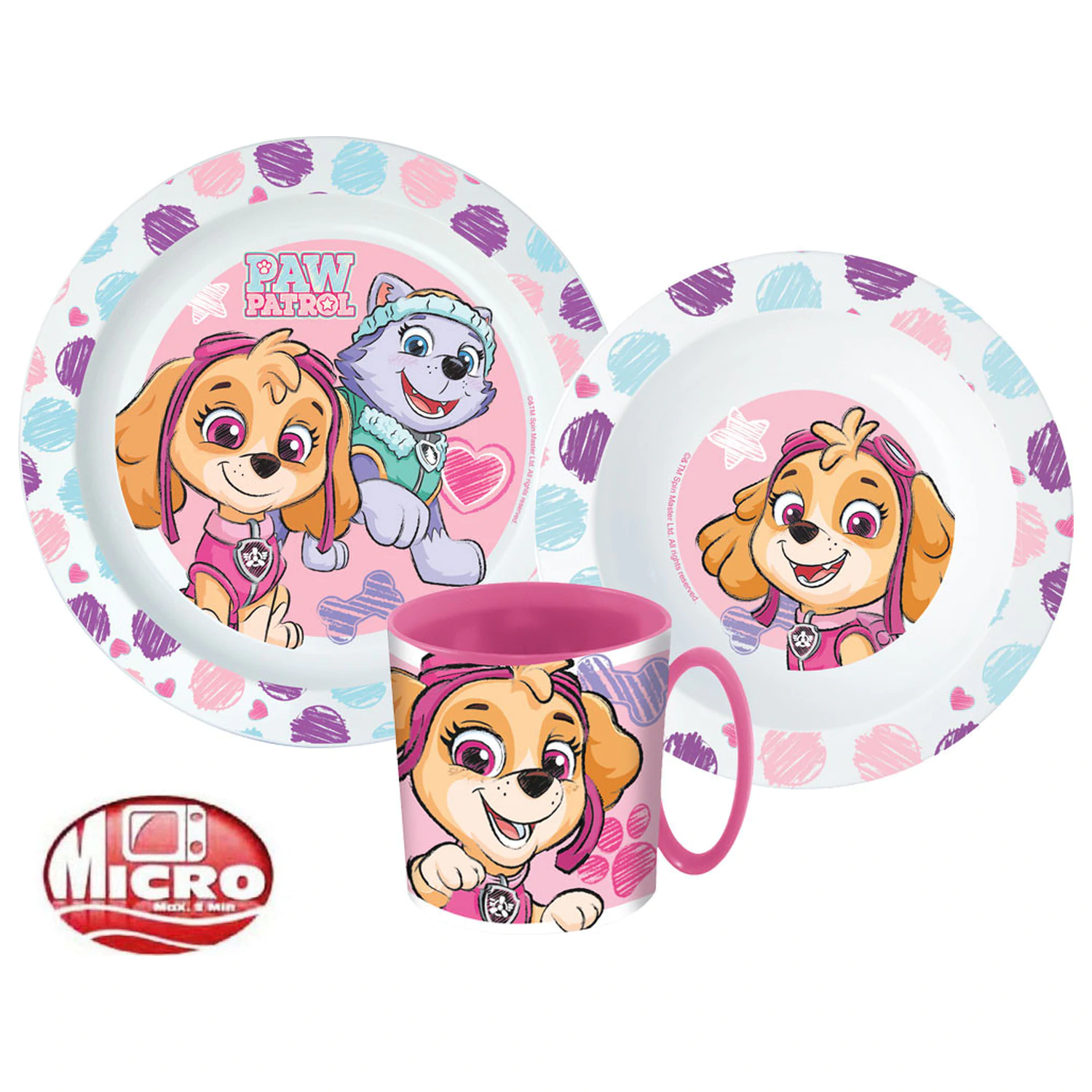 Paw Patrol Sketch Dinnerware Set, Micro Plastic Set with Mug product photo