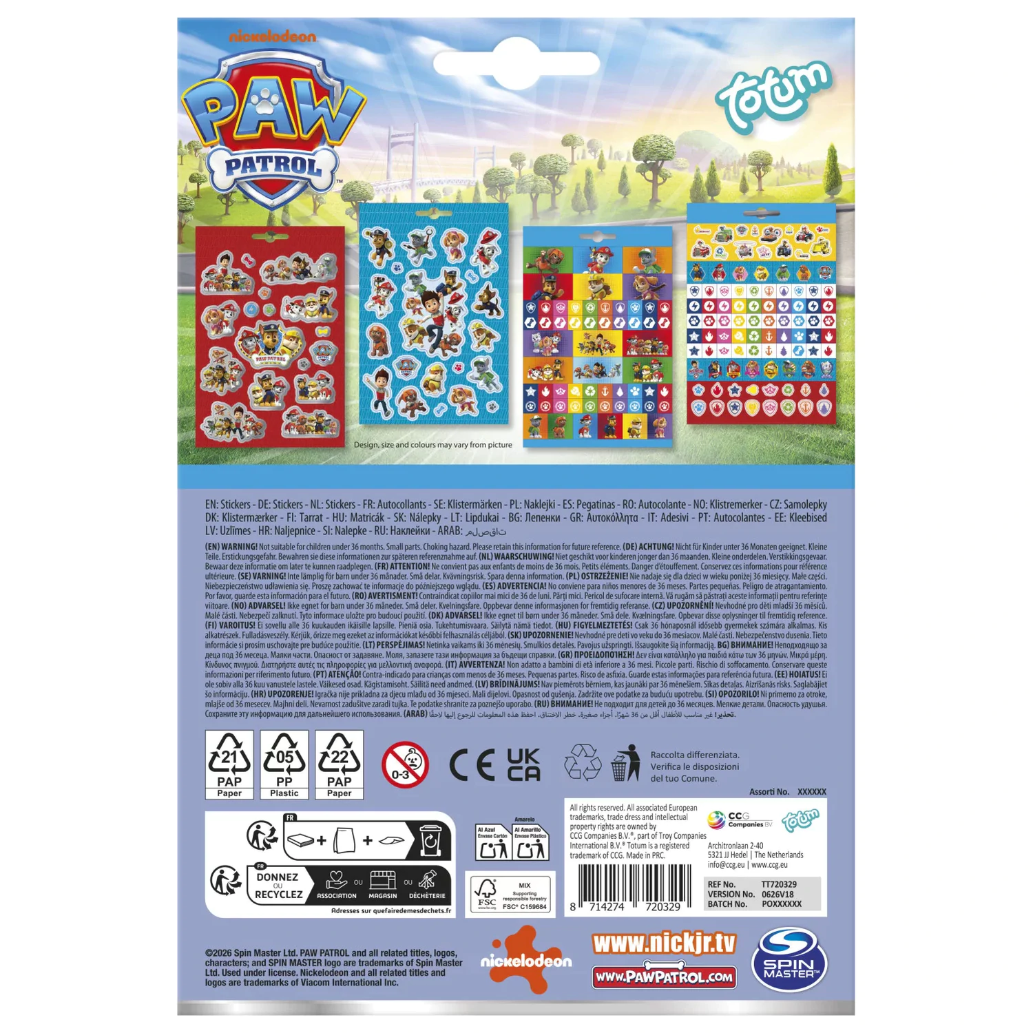 Paw Patrol Team sticker set 4 sheets product photo