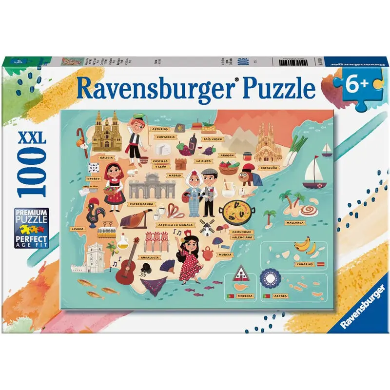Map of Spain and Portugal puzzle 100pcs product photo